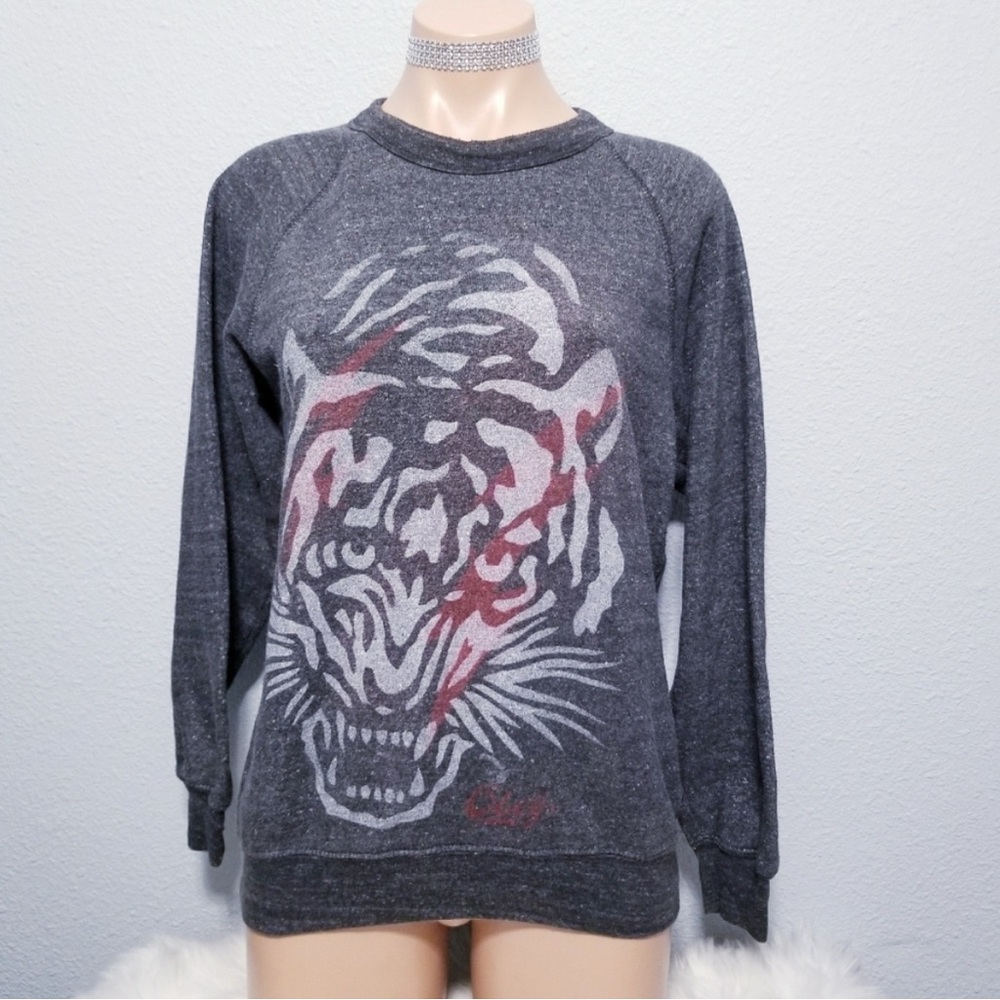 OBEY grey tiger graphic print sweatshirt SMALL